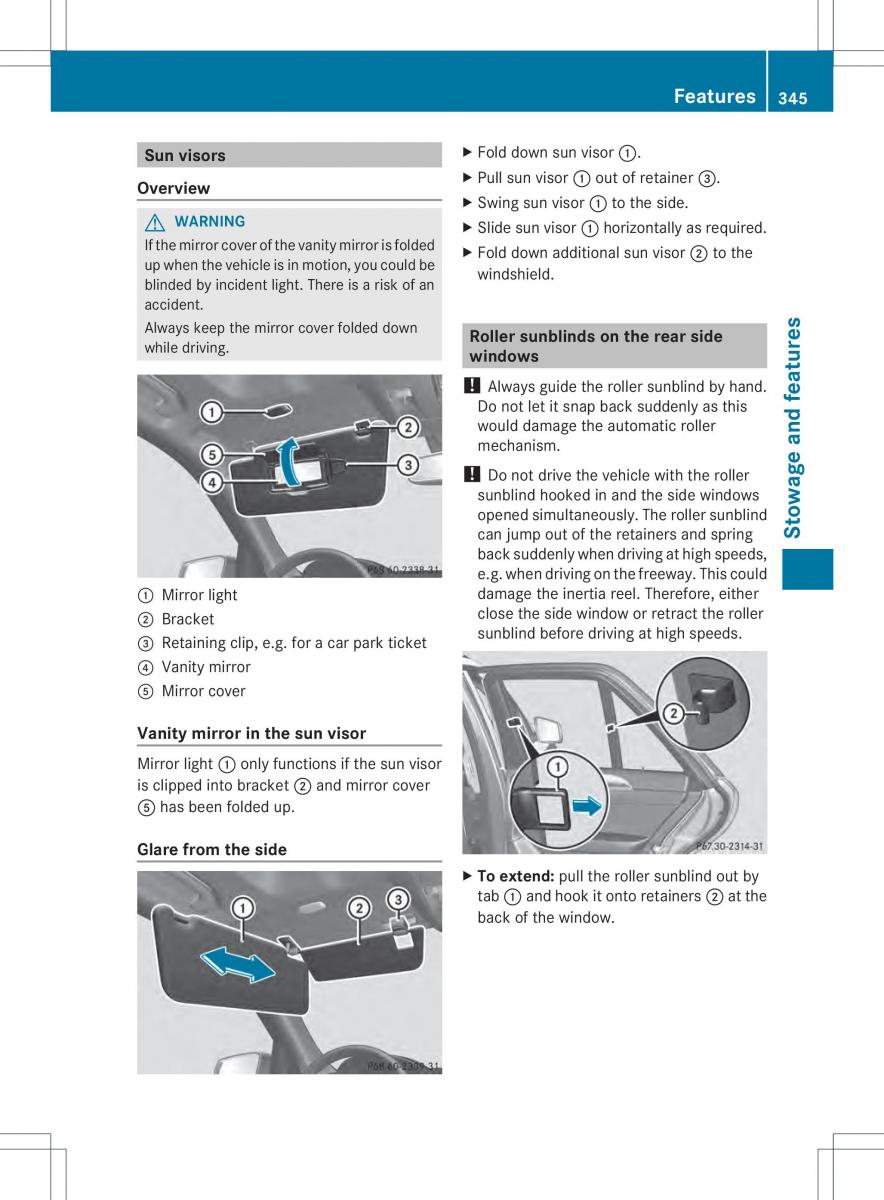 Mercedes Benz ML Class W166 owners manual / page 347