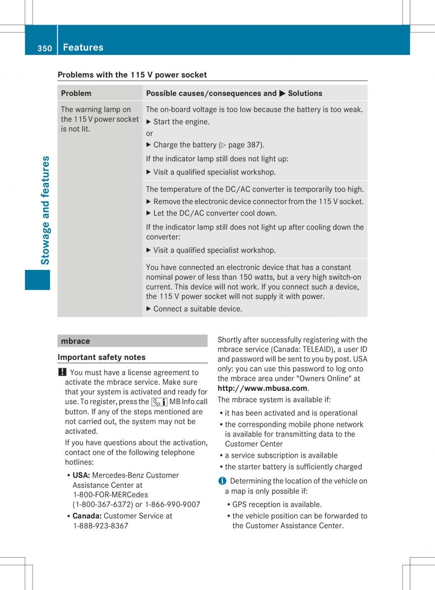 Mercedes Benz ML Class W166 owners manual / page 352