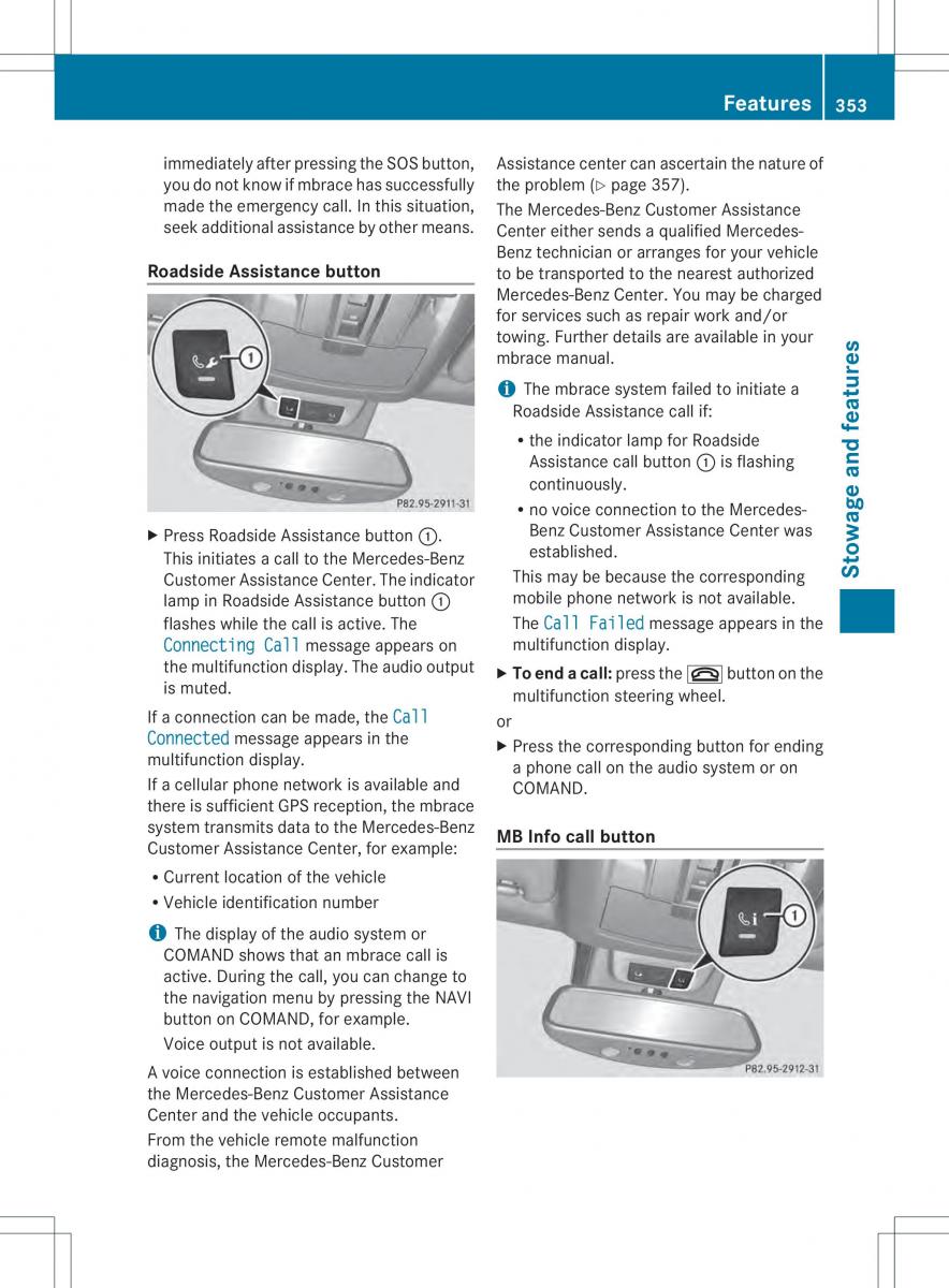 Mercedes Benz ML Class W166 owners manual / page 355