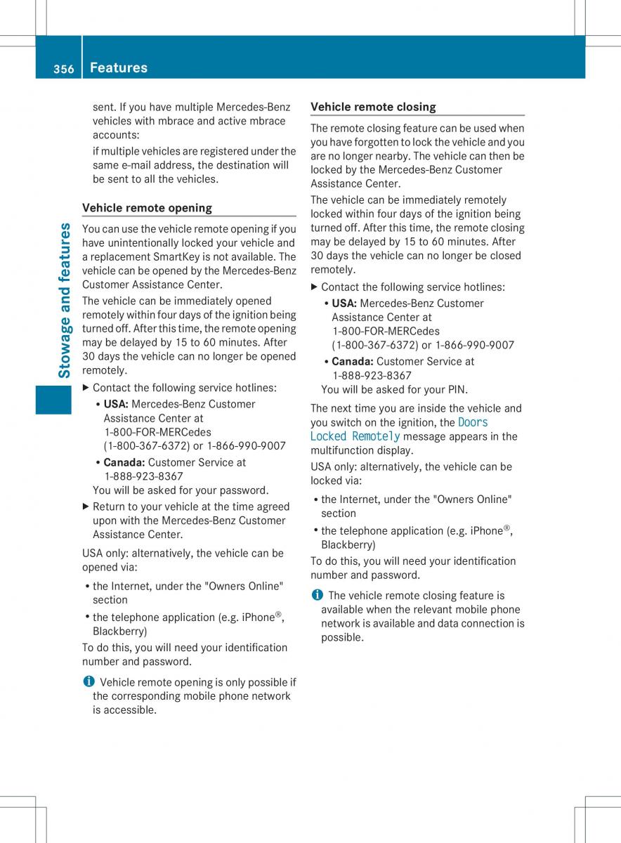 Mercedes Benz ML Class W166 owners manual / page 358