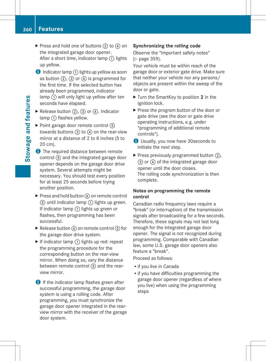 Mercedes Benz ML Class W166 owners manual / page 362