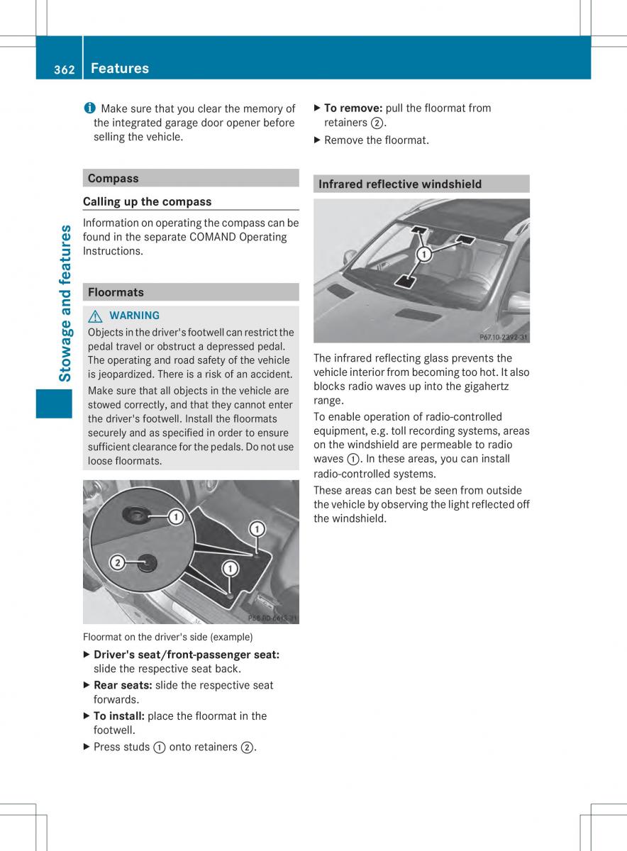 Mercedes Benz ML Class W166 owners manual / page 364