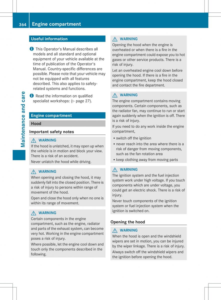 Mercedes Benz ML Class W166 owners manual / page 366