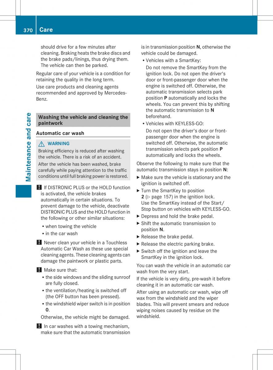 Mercedes Benz ML Class W166 owners manual / page 372