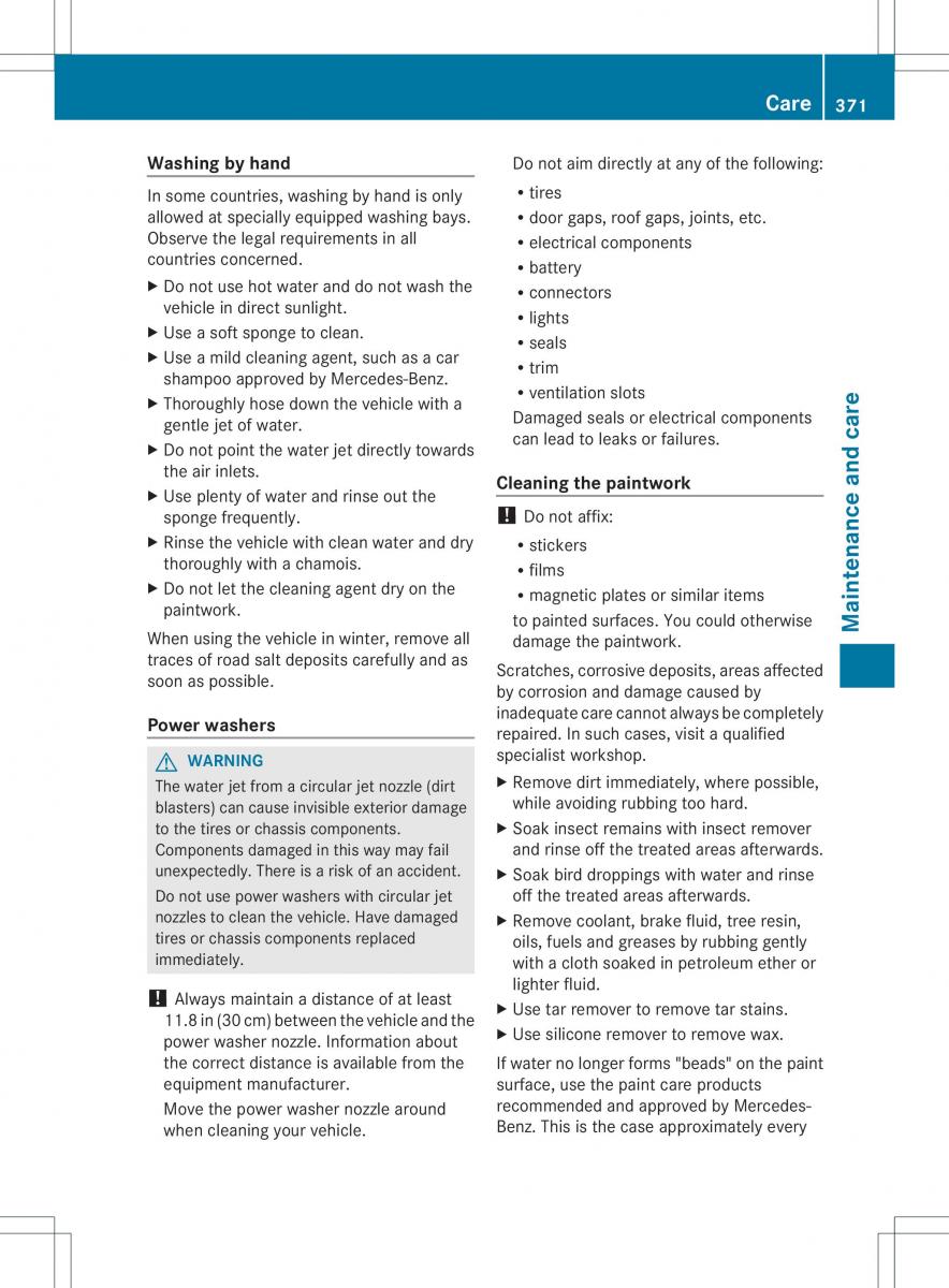 Mercedes Benz ML Class W166 owners manual / page 373