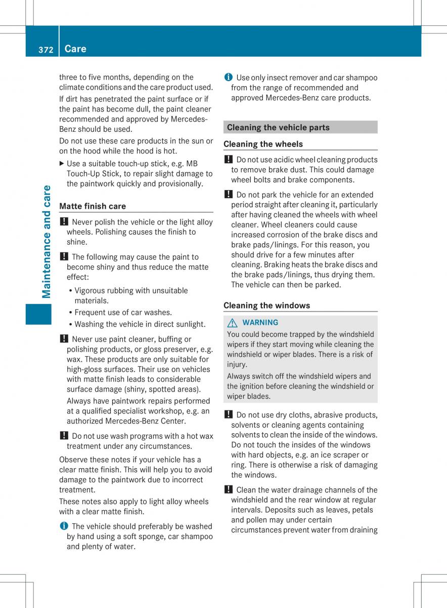 Mercedes Benz ML Class W166 owners manual / page 374