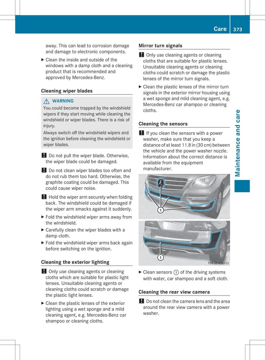 Mercedes Benz ML Class W166 owners manual / page 375