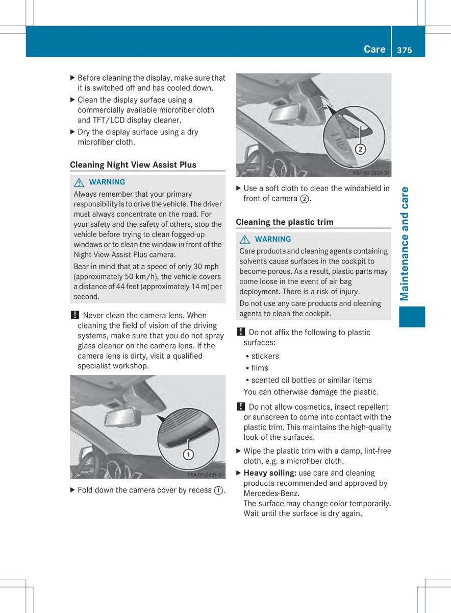 Mercedes Benz ML Class W166 owners manual / page 377