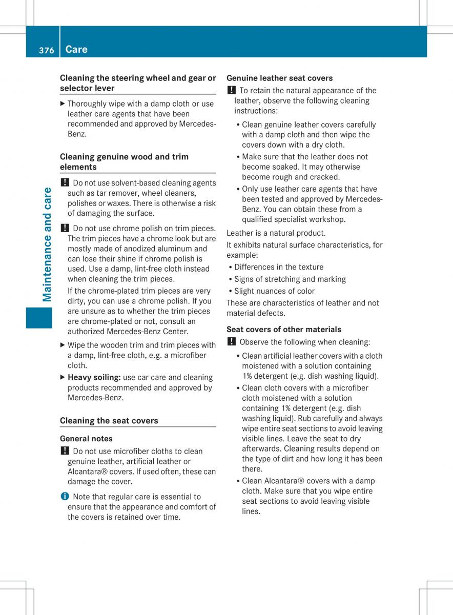 Mercedes Benz ML Class W166 owners manual / page 378