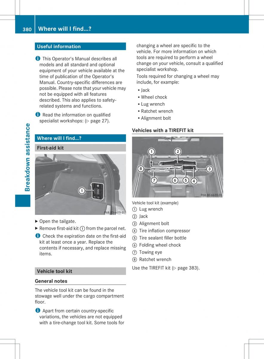 Mercedes Benz ML Class W166 owners manual / page 382