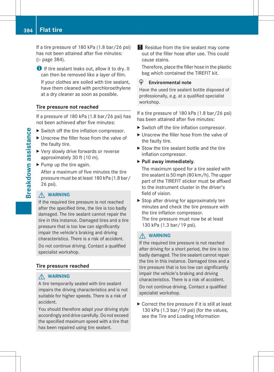 Mercedes Benz ML Class W166 owners manual / page 386