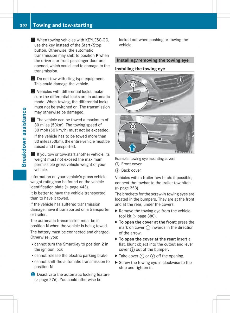 Mercedes Benz ML Class W166 owners manual / page 394