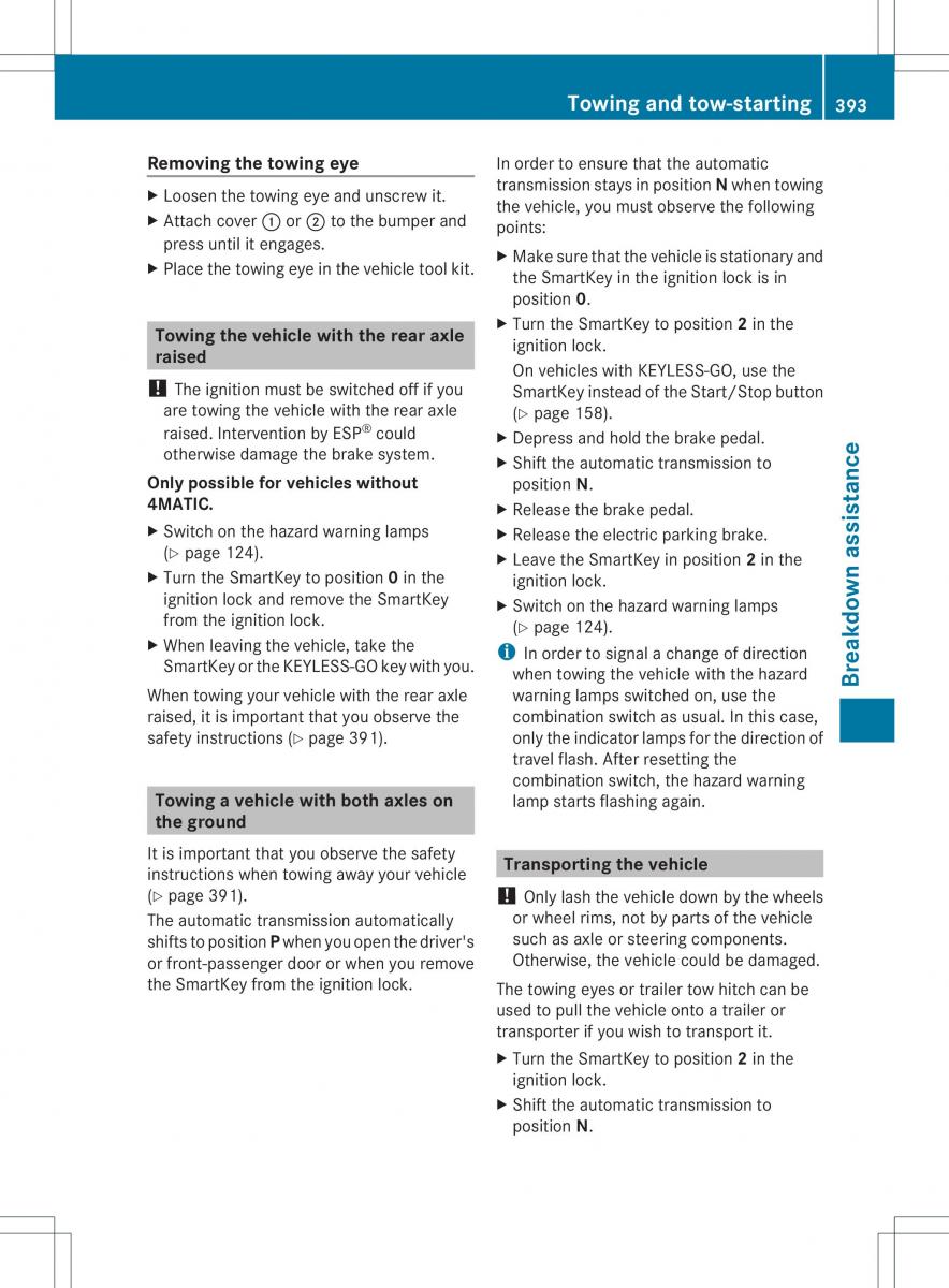 Mercedes Benz ML Class W166 owners manual / page 395