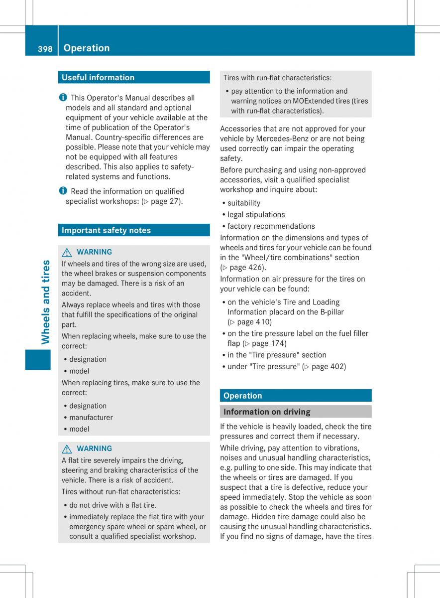 Mercedes Benz ML Class W166 owners manual / page 400