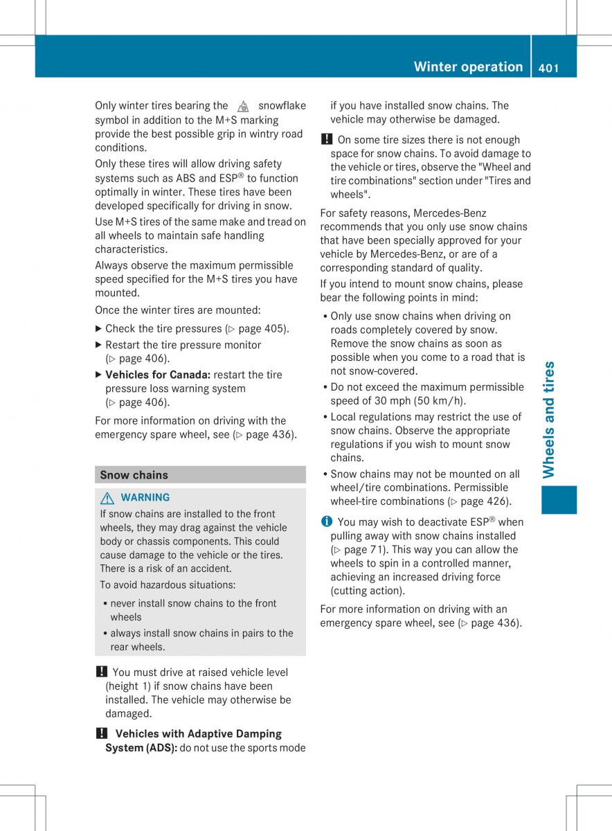 Mercedes Benz ML Class W166 owners manual / page 403