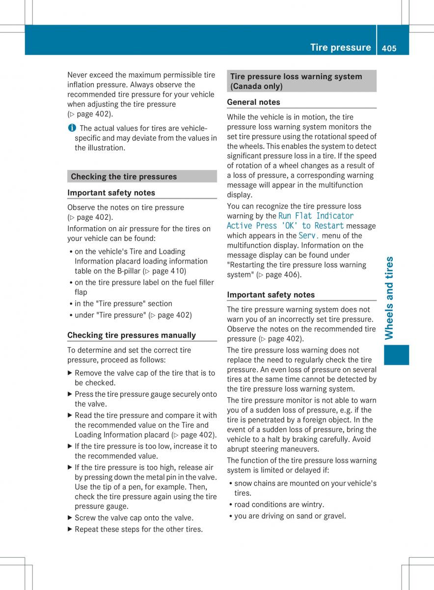 Mercedes Benz ML Class W166 owners manual / page 407