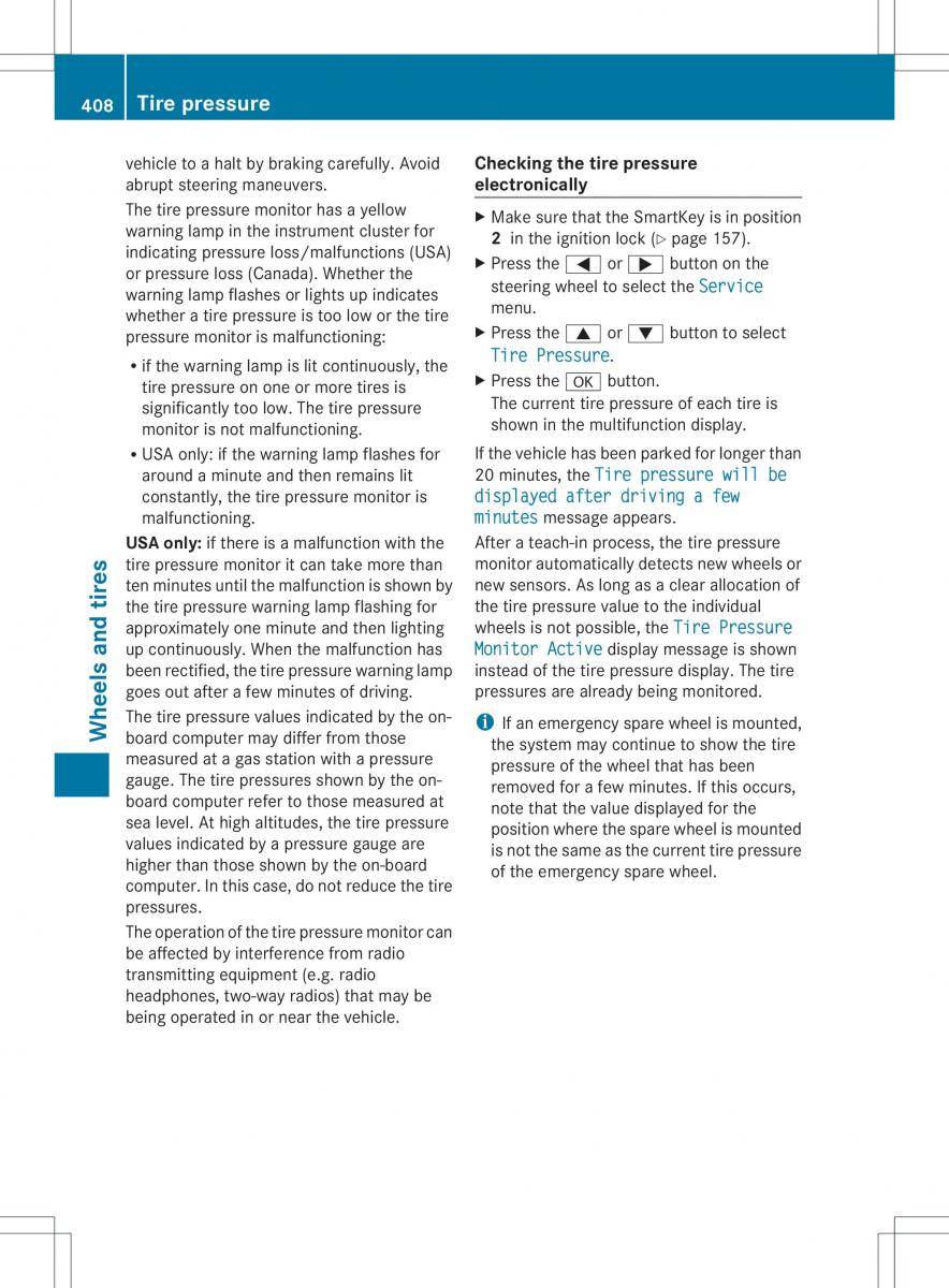 Mercedes Benz ML Class W166 owners manual / page 410