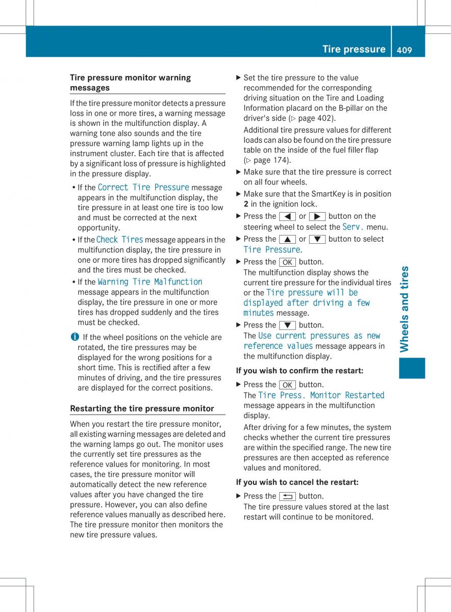 Mercedes Benz ML Class W166 owners manual / page 411