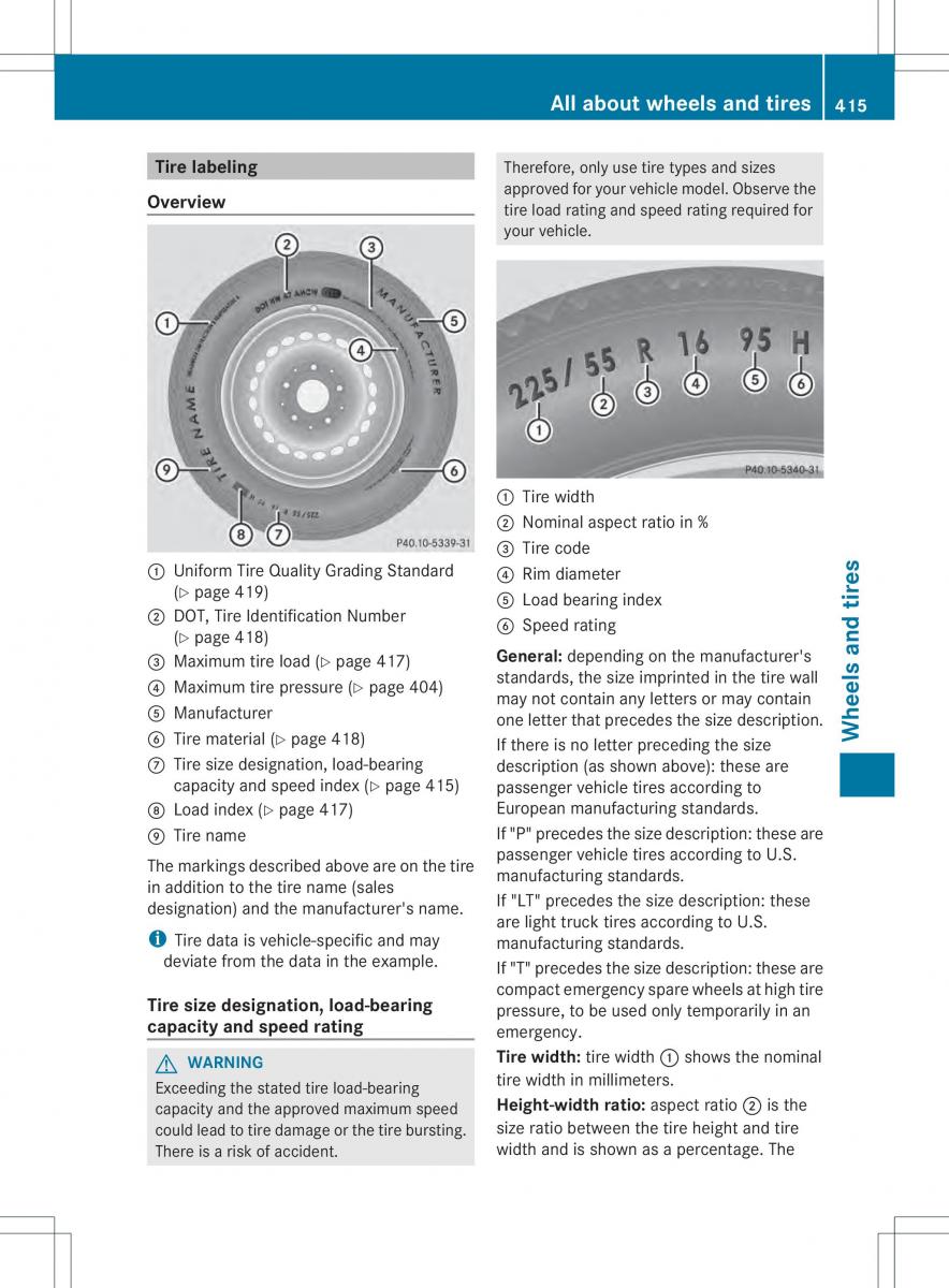 Mercedes Benz ML Class W166 owners manual / page 417