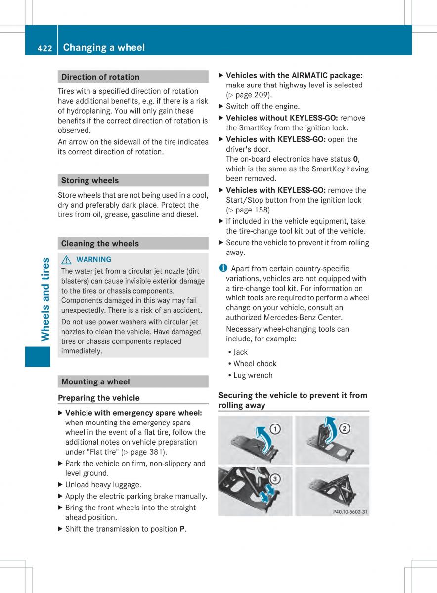 Mercedes Benz ML Class W166 owners manual / page 424