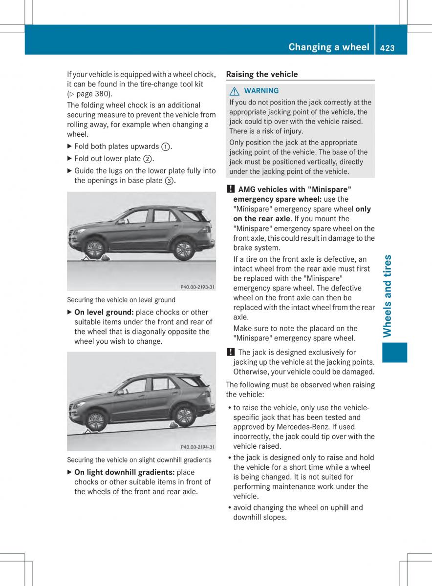 Mercedes Benz ML Class W166 owners manual / page 425