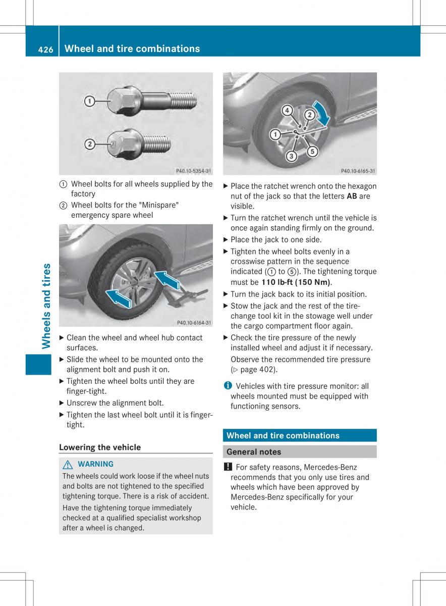 Mercedes Benz ML Class W166 owners manual / page 428