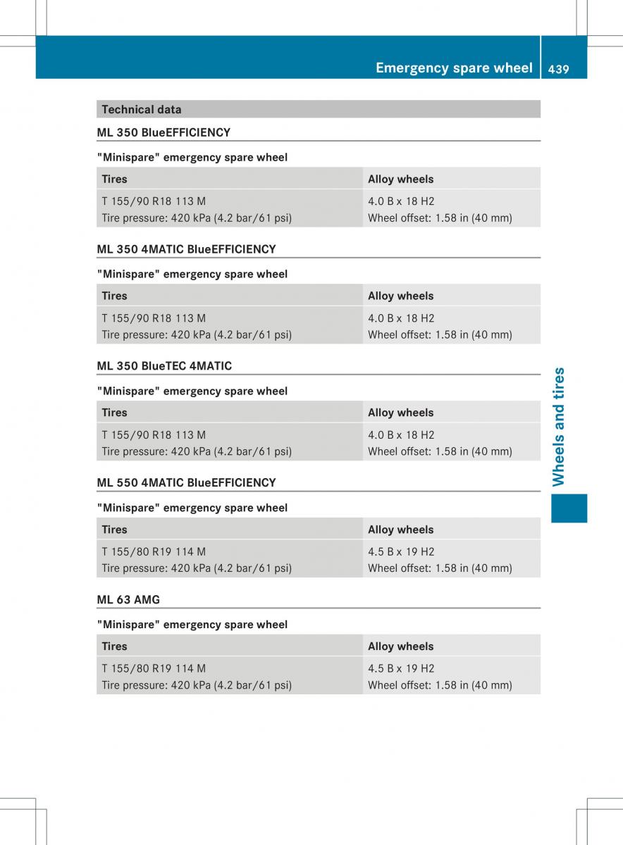 Mercedes Benz ML Class W166 owners manual / page 441