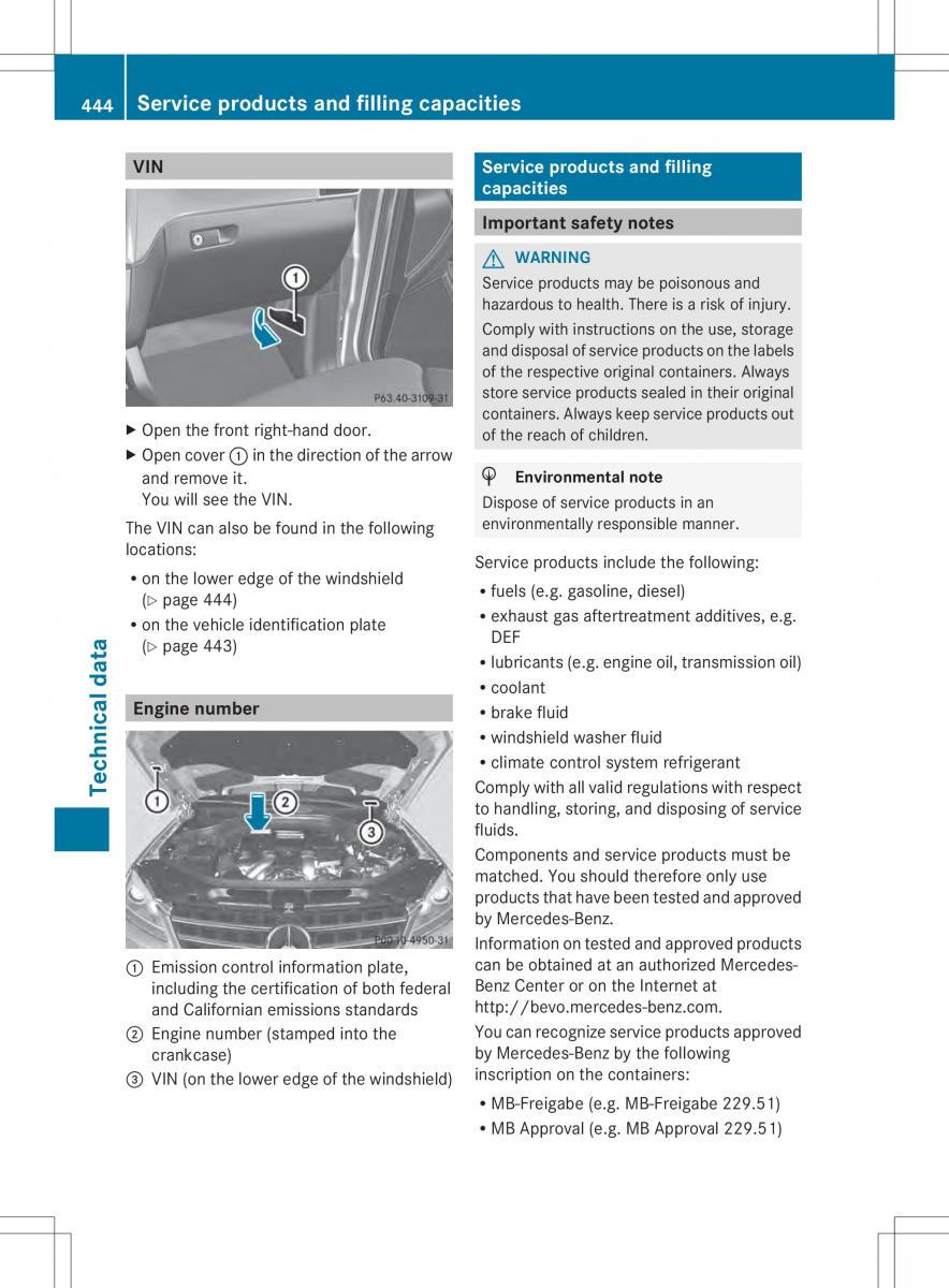 Mercedes Benz ML Class W166 owners manual / page 446