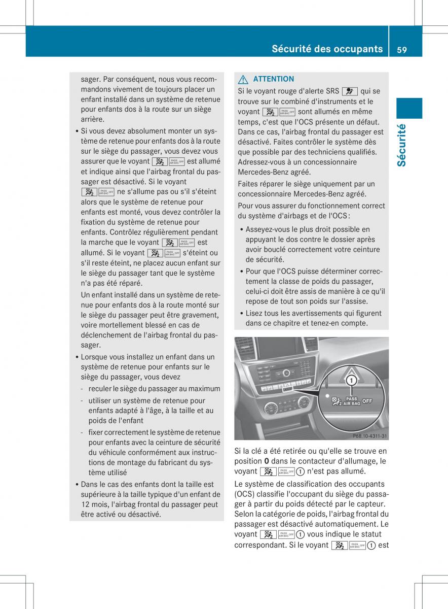 Mercedes Benz ML Class W166 manuel du proprietaire / page 62