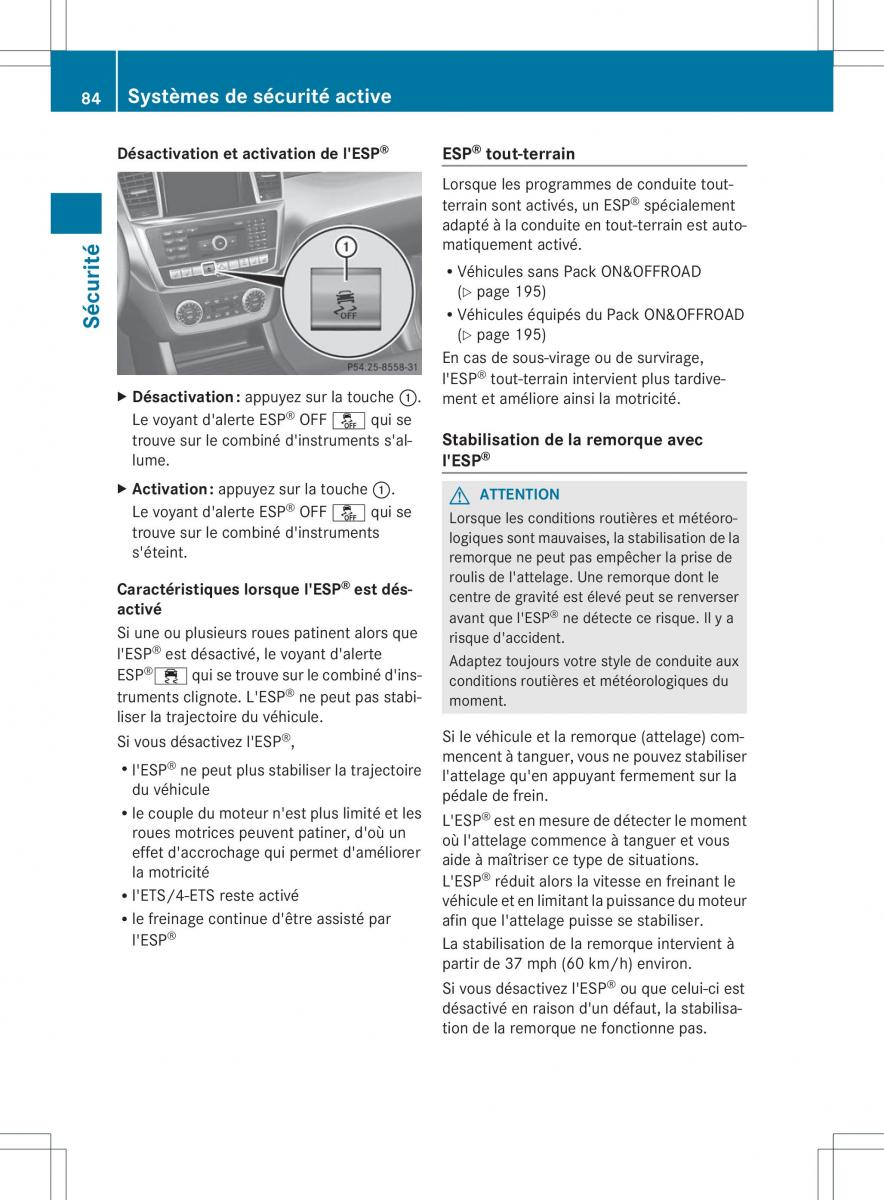 Mercedes Benz ML Class W166 manuel du proprietaire / page 87