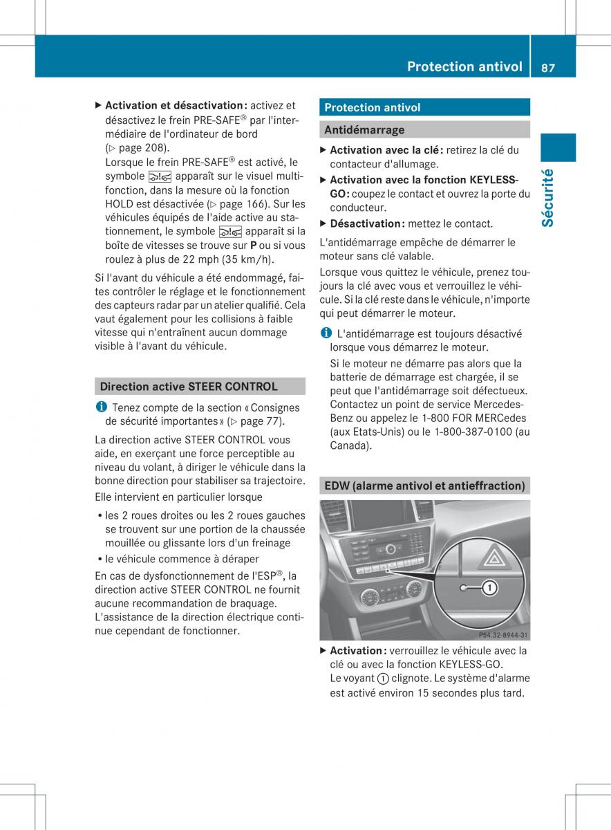 Mercedes Benz ML Class W166 manuel du proprietaire / page 90