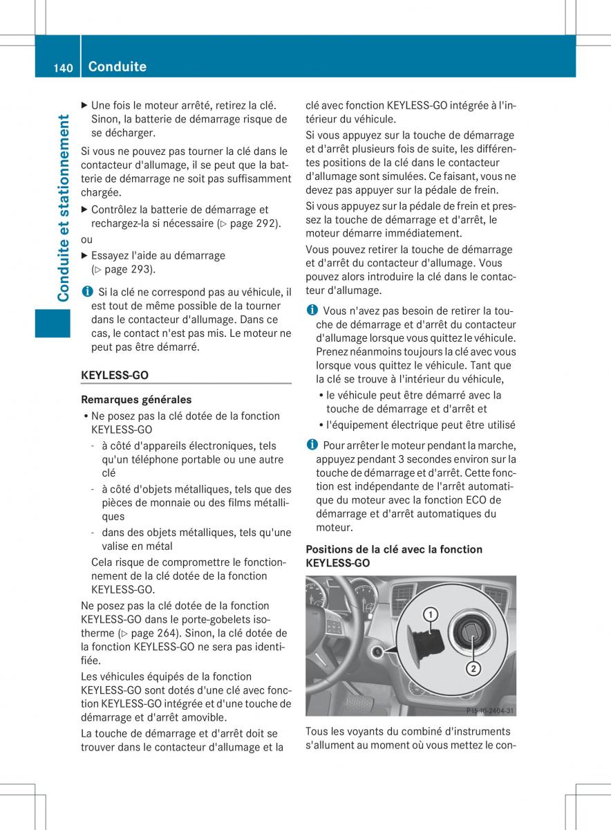 Mercedes Benz ML Class W166 manuel du proprietaire / page 143