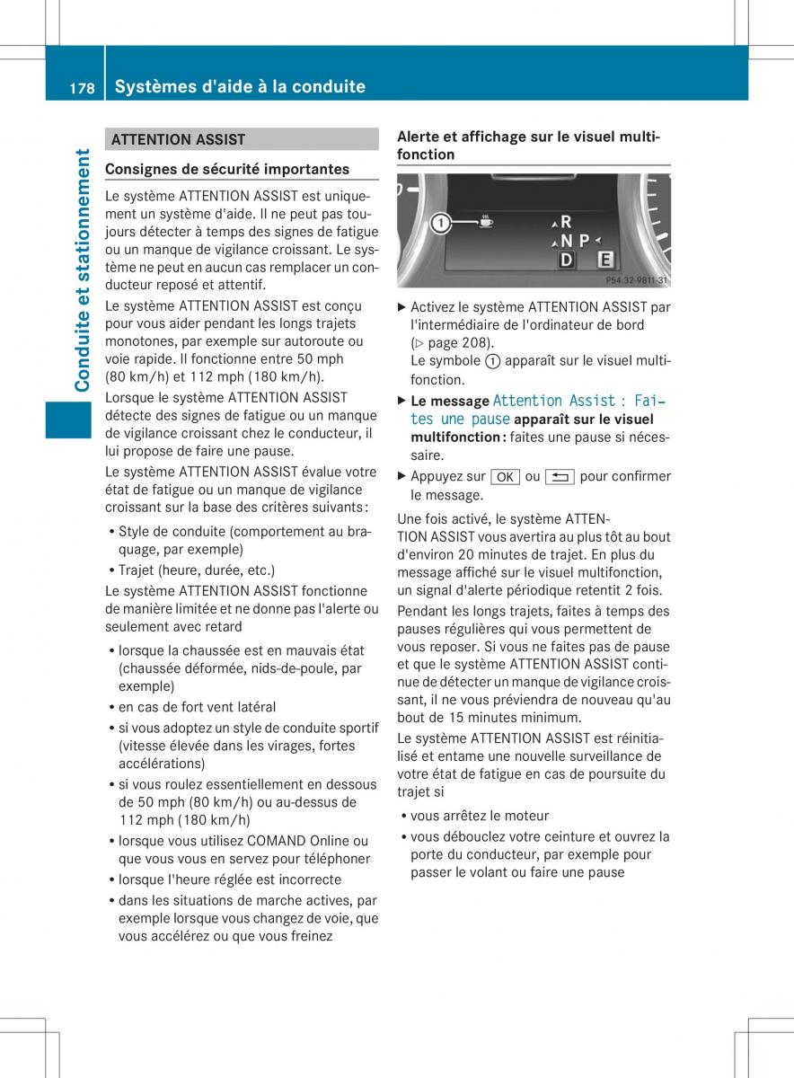 Mercedes Benz ML Class W166 manuel du proprietaire / page 181