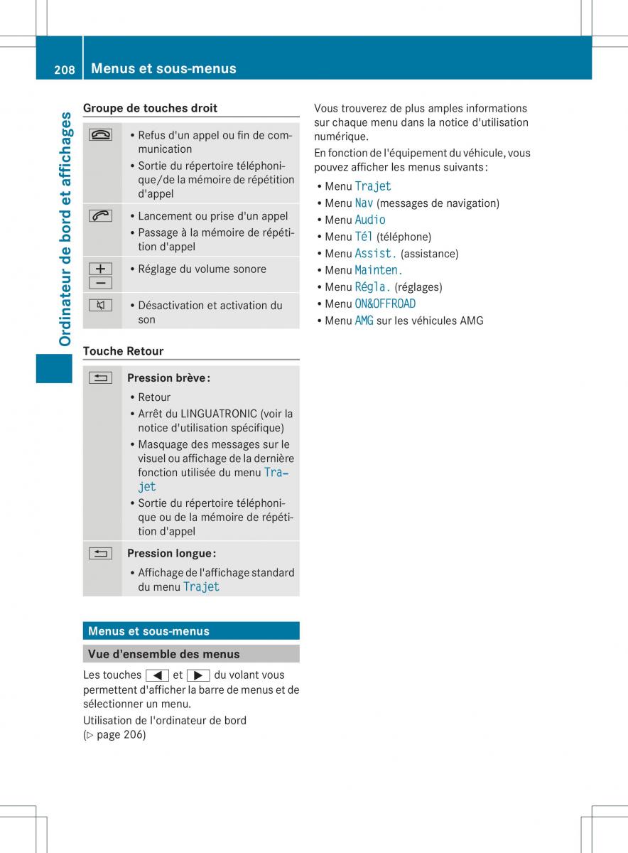 Mercedes Benz ML Class W166 manuel du proprietaire / page 211