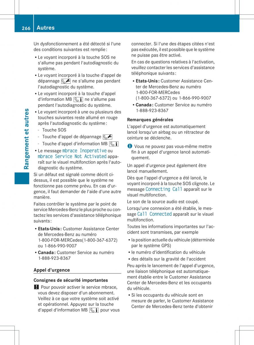 Mercedes Benz ML Class W166 manuel du proprietaire / page 269