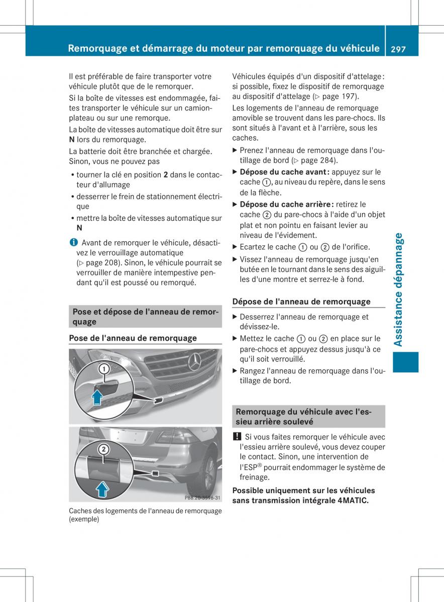 Mercedes Benz ML Class W166 manuel du proprietaire / page 300