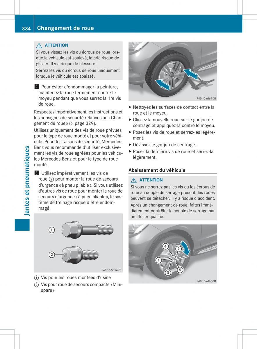 Mercedes Benz ML Class W166 manuel du proprietaire / page 337