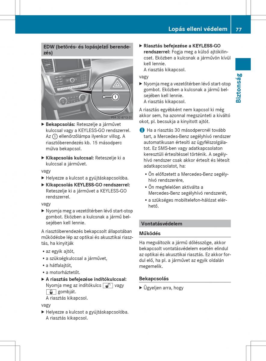 Mercedes Benz ML Class W166 Kezelesi utmutato / page 79