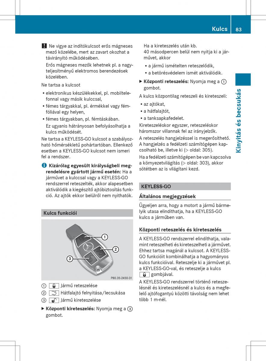 Mercedes Benz ML Class W166 Kezelesi utmutato / page 85