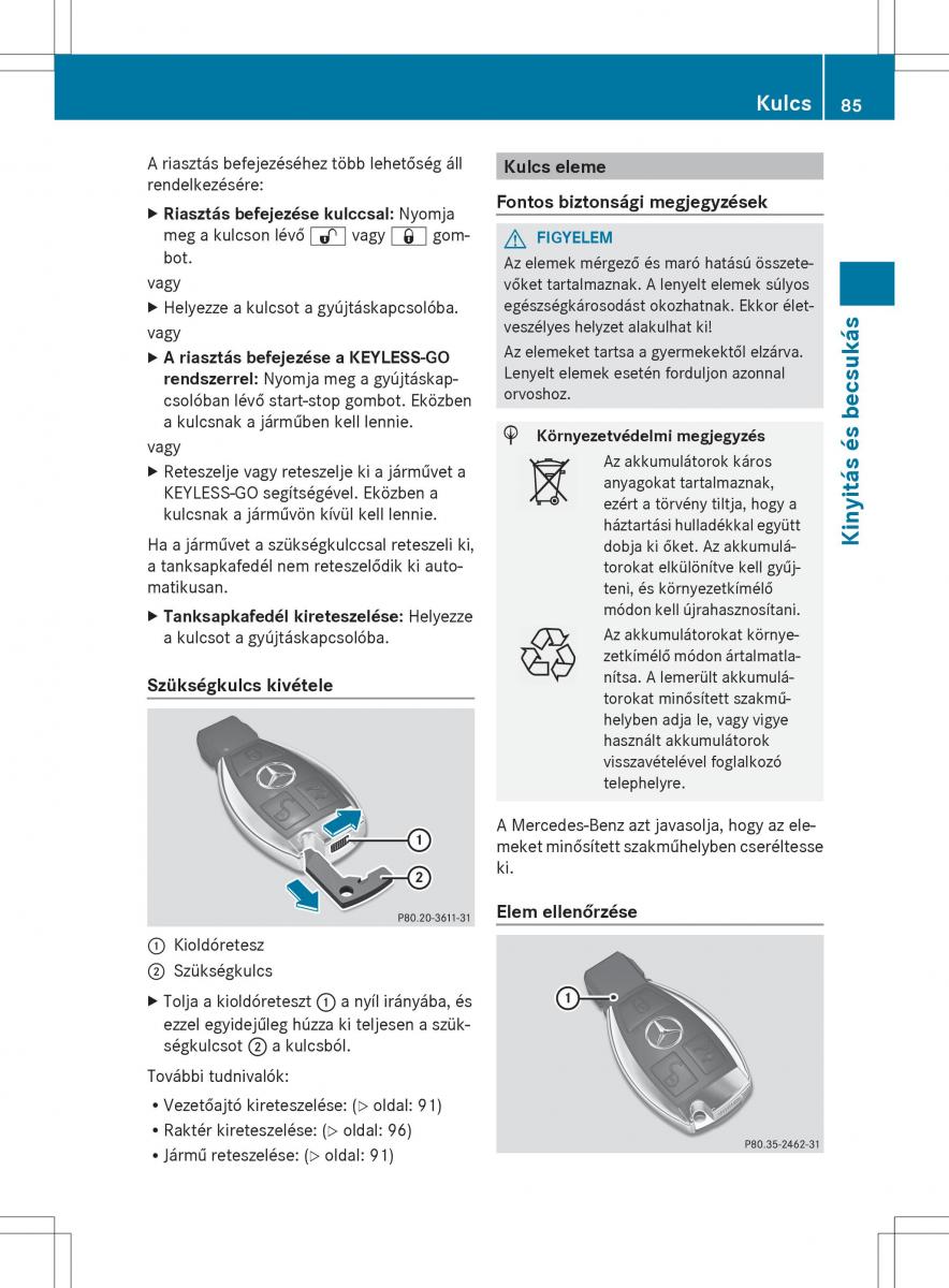 Mercedes Benz ML Class W166 Kezelesi utmutato / page 87