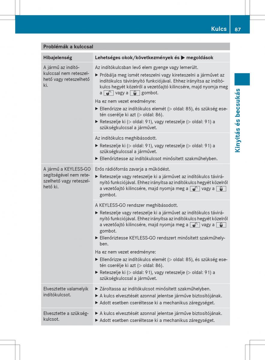 Mercedes Benz ML Class W166 Kezelesi utmutato / page 89