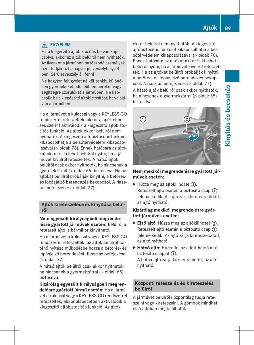 Mercedes Benz ML Class W166 Kezelesi utmutato / page 91