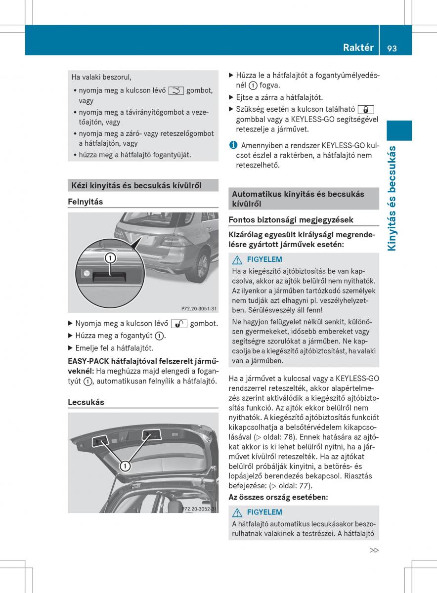 Mercedes Benz ML Class W166 Kezelesi utmutato / page 95