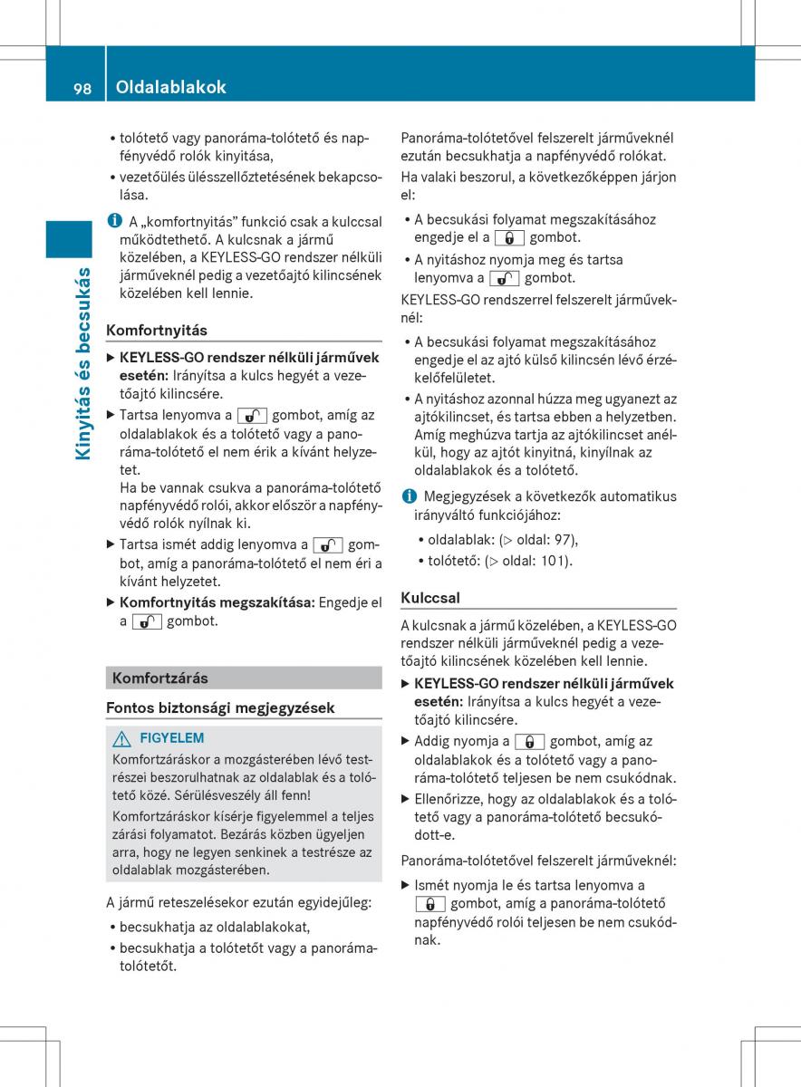 Mercedes Benz ML Class W166 Kezelesi utmutato / page 100