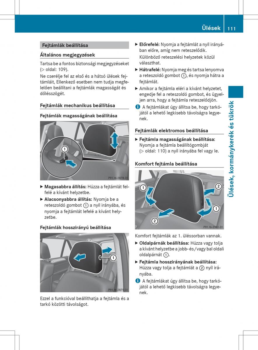 Mercedes Benz ML Class W166 Kezelesi utmutato / page 113