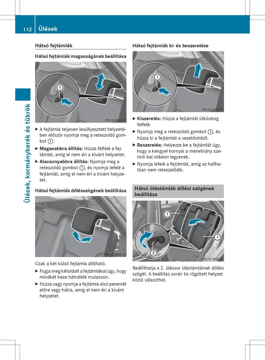 Mercedes Benz ML Class W166 Kezelesi utmutato / page 114