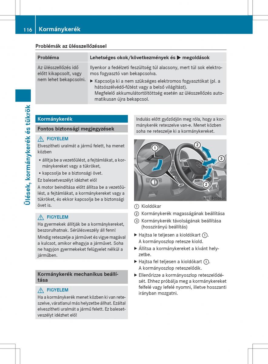 Mercedes Benz ML Class W166 Kezelesi utmutato / page 118