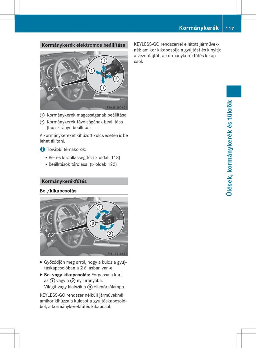 Mercedes Benz ML Class W166 Kezelesi utmutato / page 119