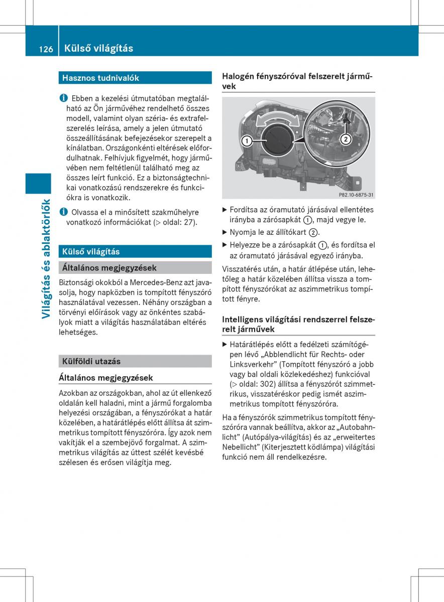 Mercedes Benz ML Class W166 Kezelesi utmutato / page 128