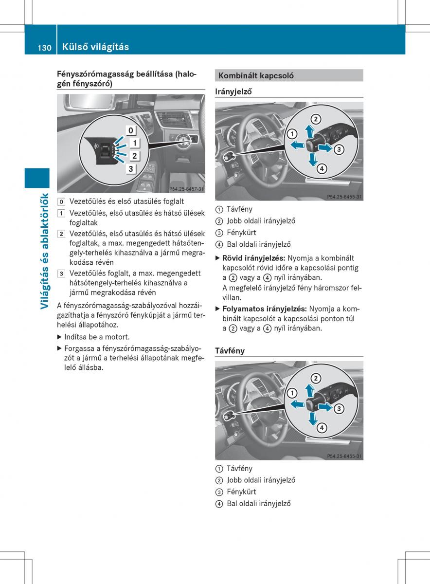 Mercedes Benz ML Class W166 Kezelesi utmutato / page 132